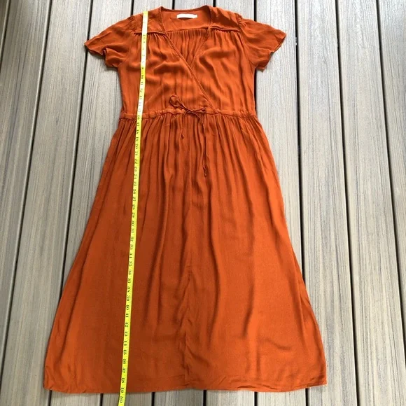 Christy Dawn Burnt Orange Short Sleeve Dress With Tie at Waist Size M - Picture 7 of 9